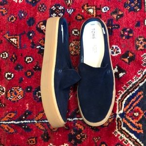 Toms Blue Suede Slip-ons